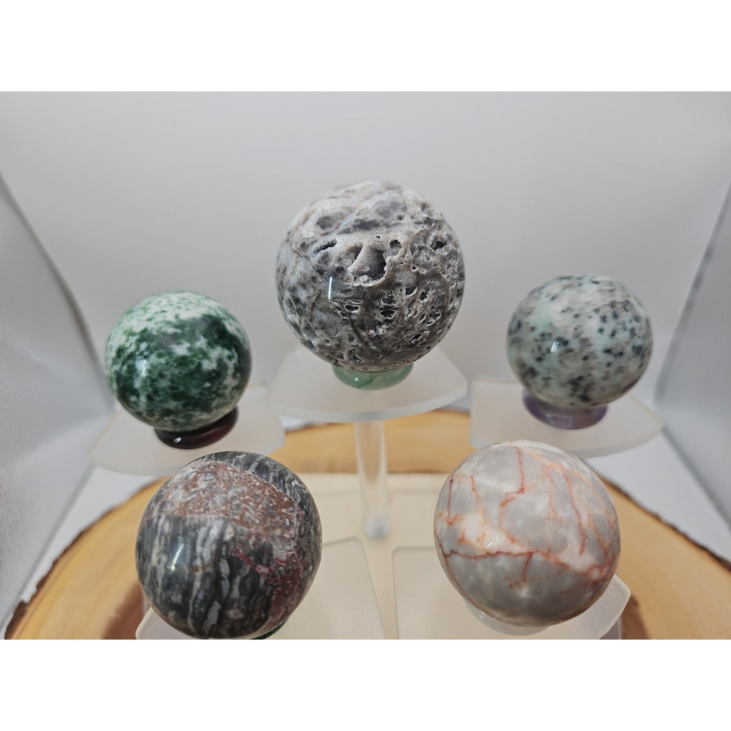 Ocean Jasper Sphere W/stand by CrystalCloud Company