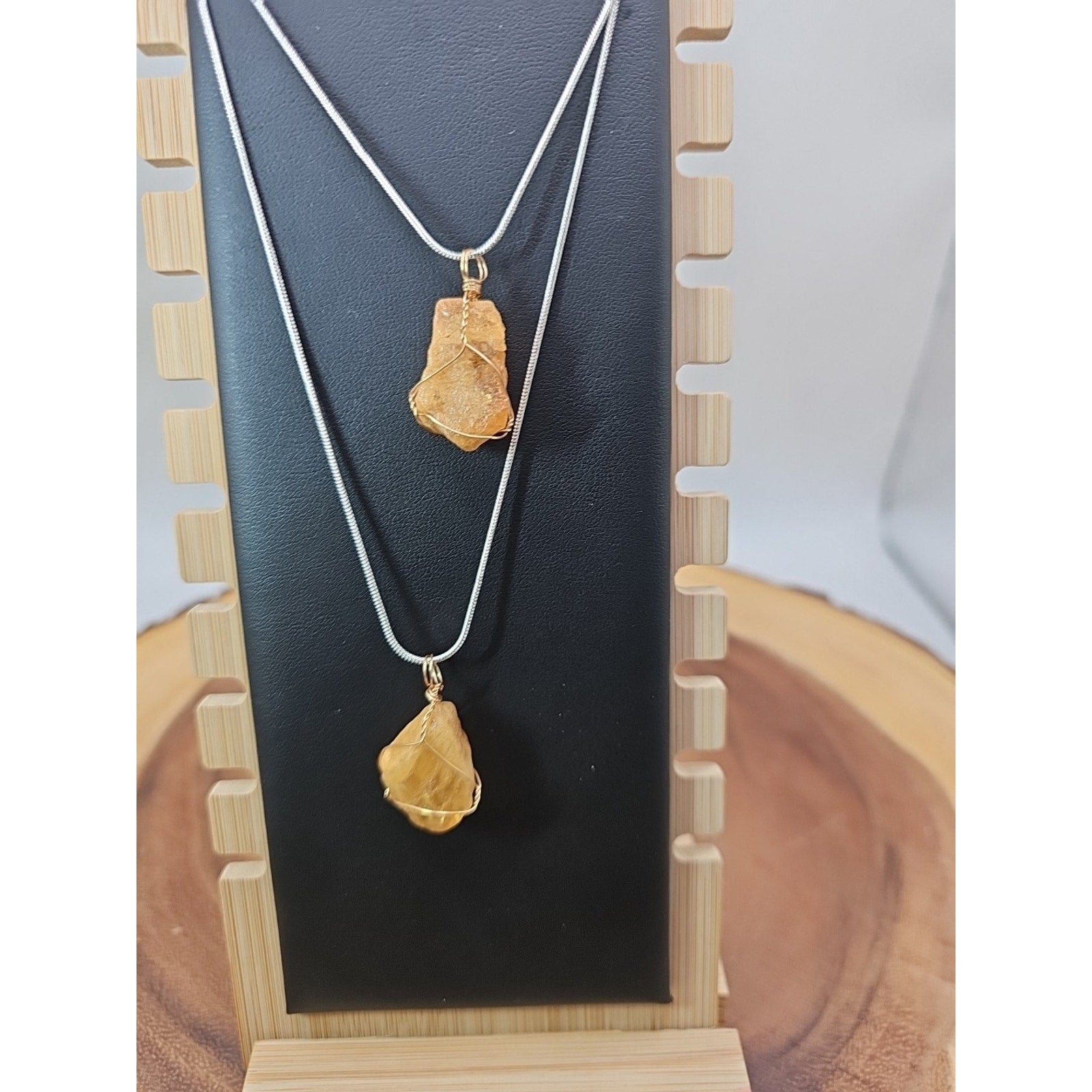 1 Citrine pendant necklace Copper Wire 16in Sterling Silver 925 Chain by CrystalCloud Company