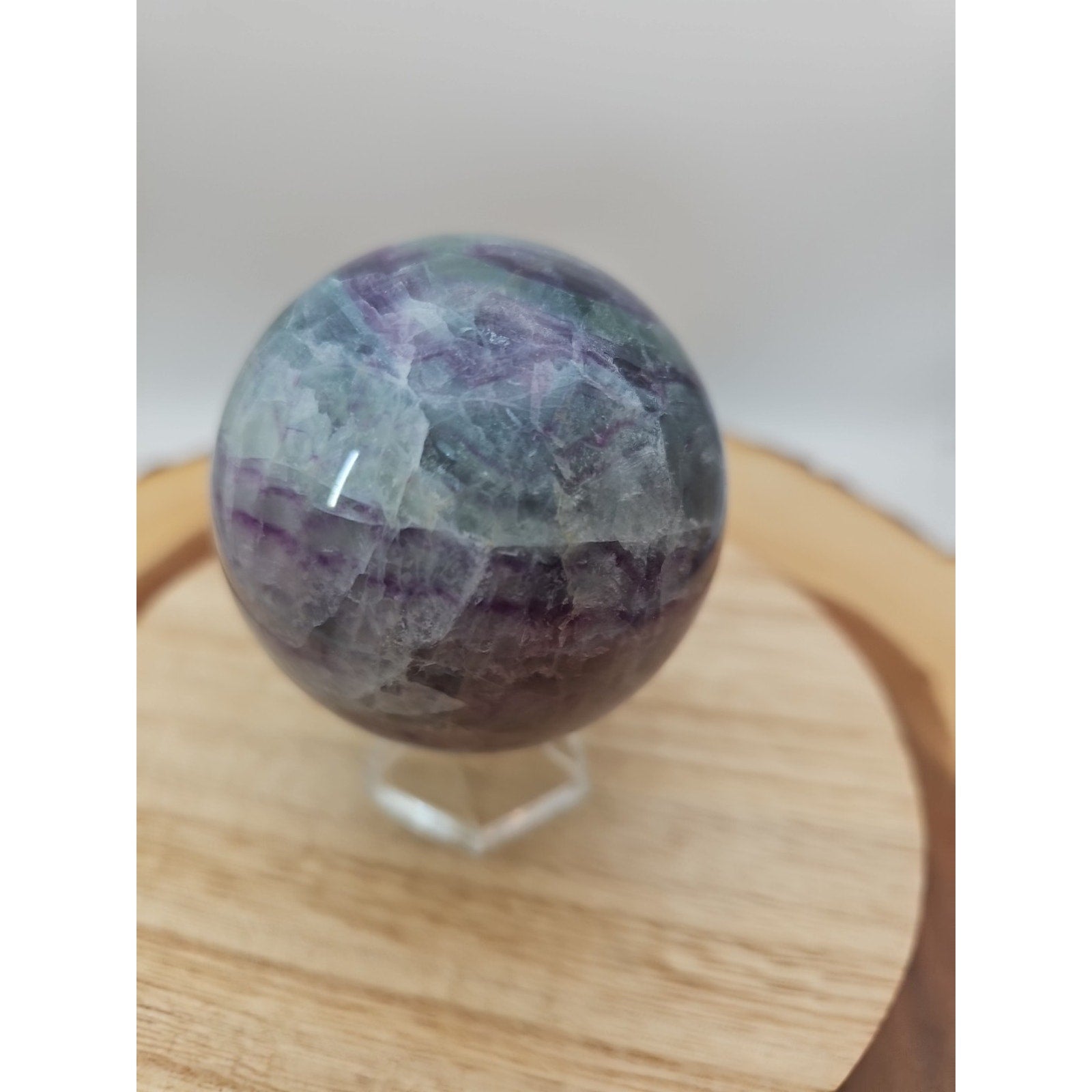 1.09lb Natural Rainbow Fluorite Quartz Crystal Sphere Ball Polished by CrystalCloud Company
