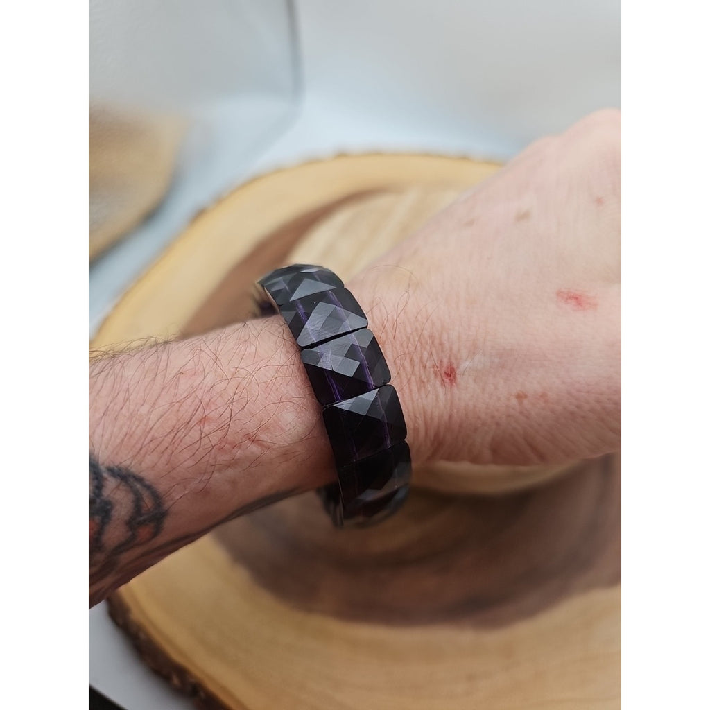 35.4g Natural Dream Purple Amethyst And Agate Crystal Bangle Bracelet Handmade by CrystalCloud Company