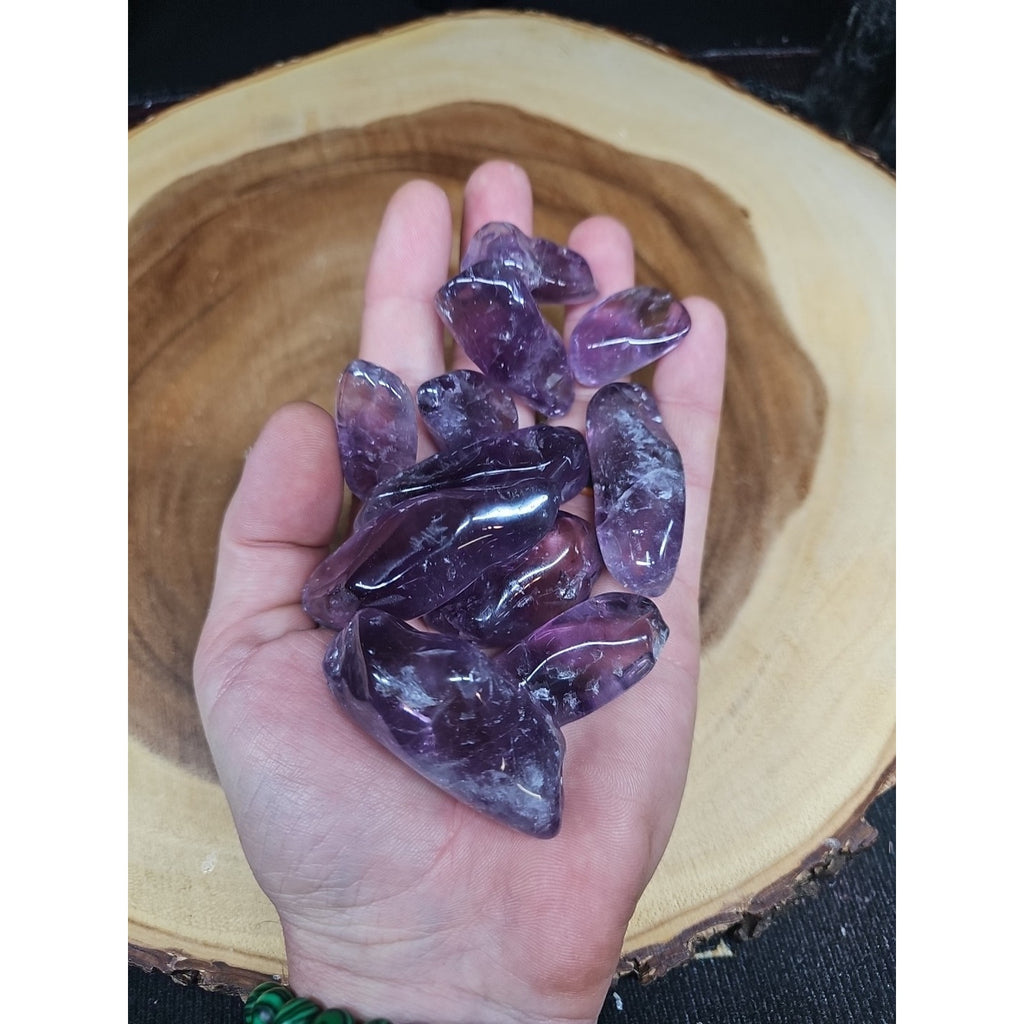 11Pcs Raw Natural Purple Amethyst Quartz Crystal Tumbled Healing Brazil .48lbs by CrystalCloud Company