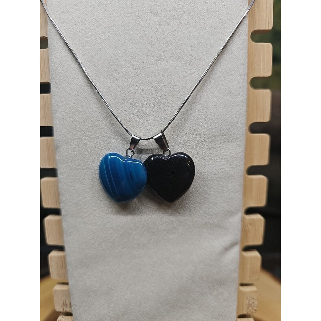 Pendant Necklace 16in Silver Chain Agate Heart by CrystalCloud Company