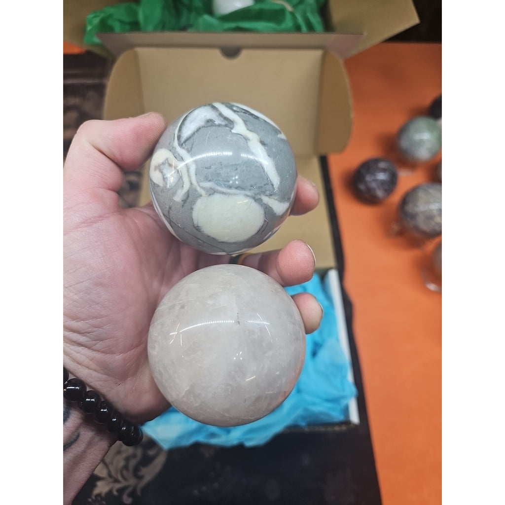 Ocean Jasper Spheres 60mm+ Set Of 2 Random Selection W/stands by CrystalCloud Company