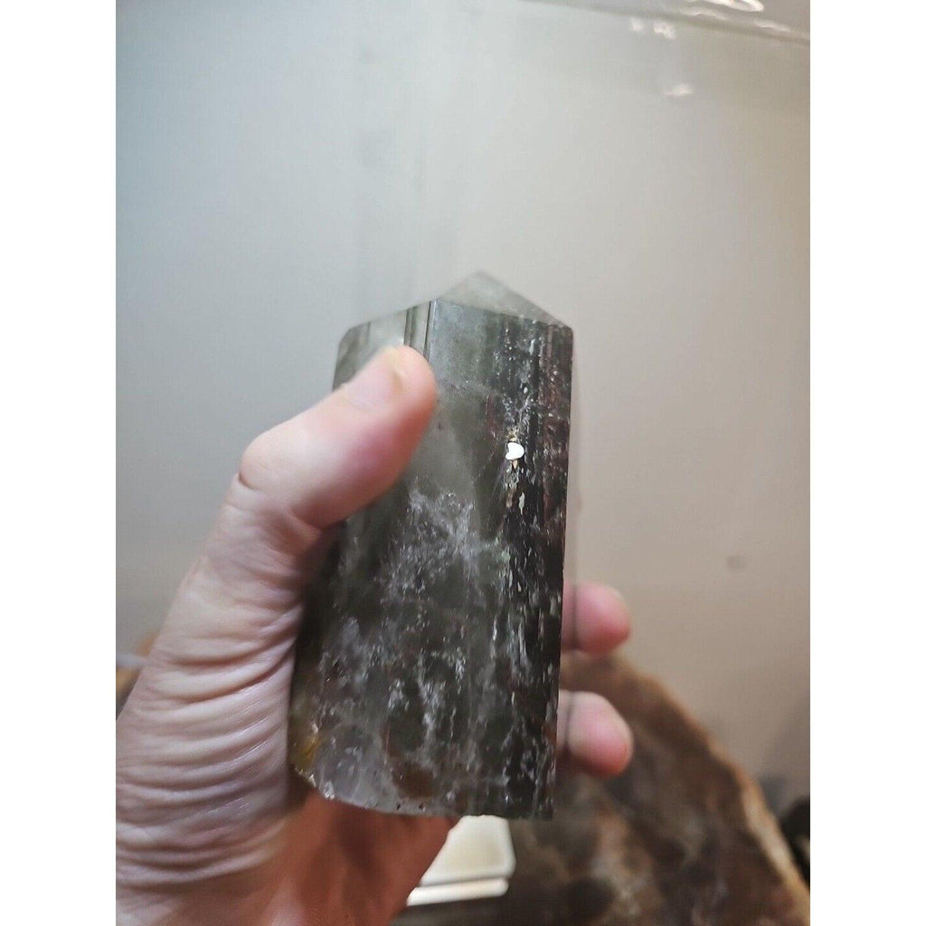 1.73LB Natural Green Ghost Phantom Quartz Crystal Obelisk Wand Point Healing. by CrystalCloud Company