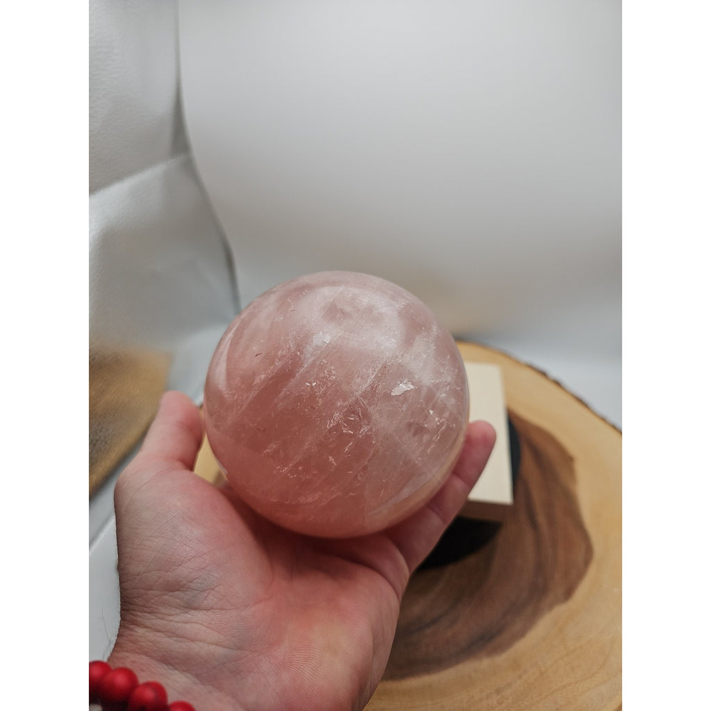 3.04LB Natural Pink Rose Quartz Crystal Sphere 98-107mm W/stand by CrystalCloud Company