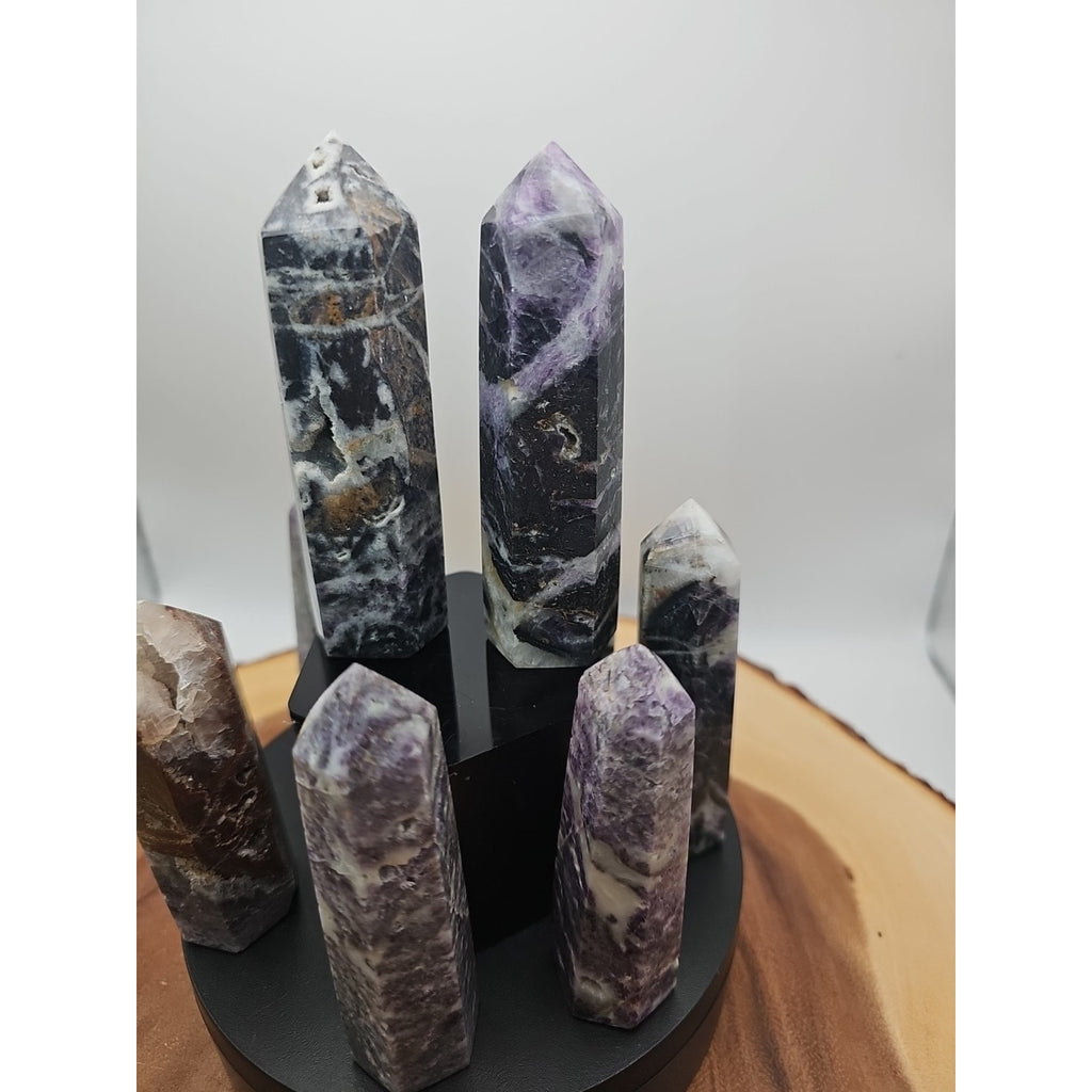 2Pcs Natural Rainbow Fluorite Quartz Crystal Point Tower Polished 4in Tall Avg by CrystalCloud Company
