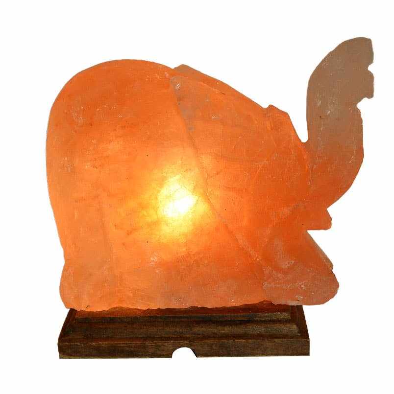 Elephant Shaped Salt Lamp - 9" avg. - Cord, Bulb, Dimmer by Sacred Crystals