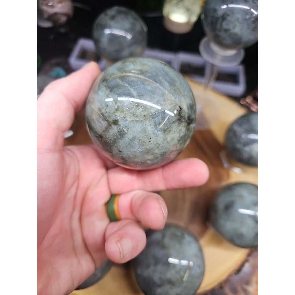 .95LB Avg 1Pc Natural Rainbow Labradorite Crystal Sphere Ball Polished by CrystalCloud Company