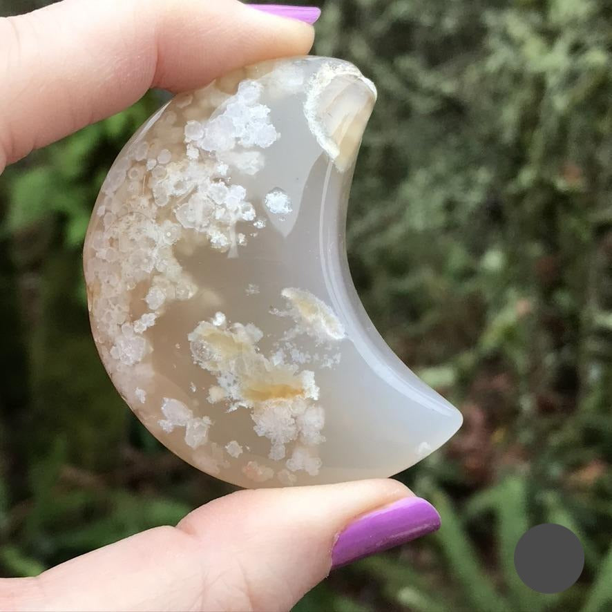 Flower Agate Moon for Confident Growth, Large, 2.5 Inches approx
