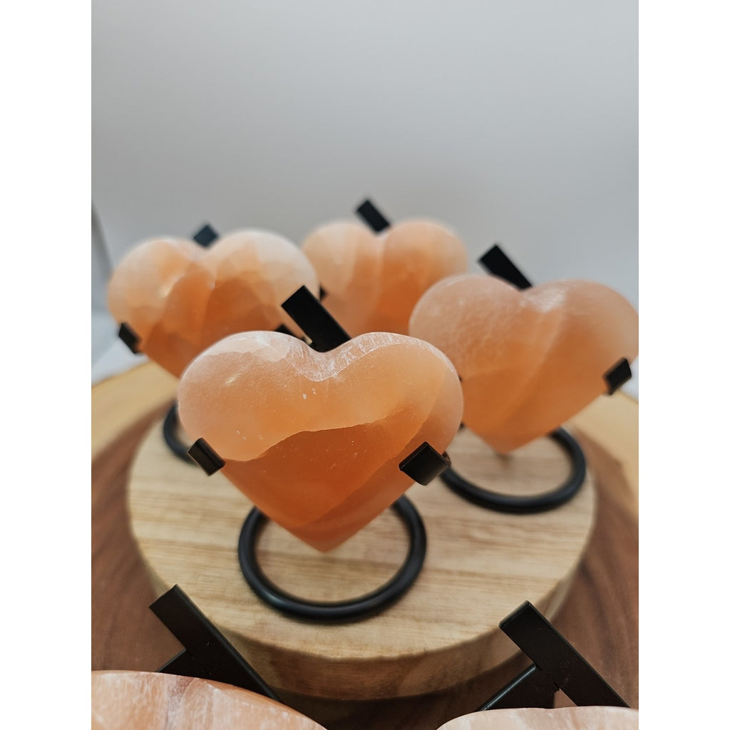 Peach Selenite Palm Stone W/stand 1each by CrystalCloud Company