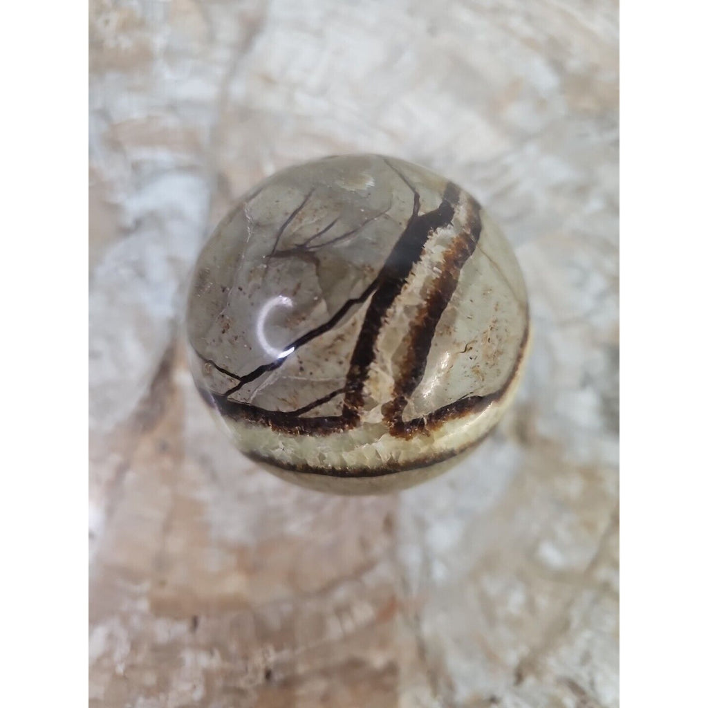 Natural Septarian Dragon Stone Crystal Sphere — 350g with Display Stand | CrystalCloud Company by CrystalCloud Company
