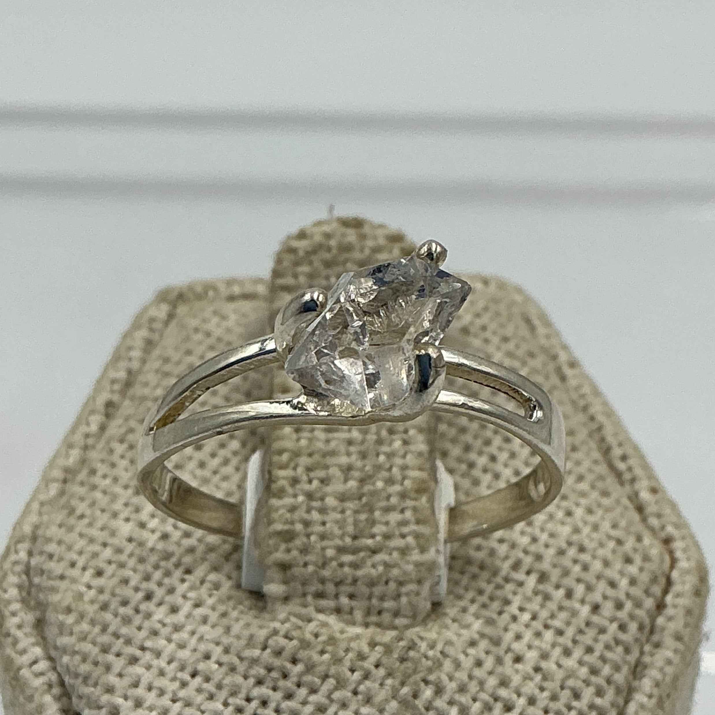 Sterling Silver Split Banded Herkimer Diamond Ring - Size 10 - Clarity, Intuition & Alignment by Sacred Crystals