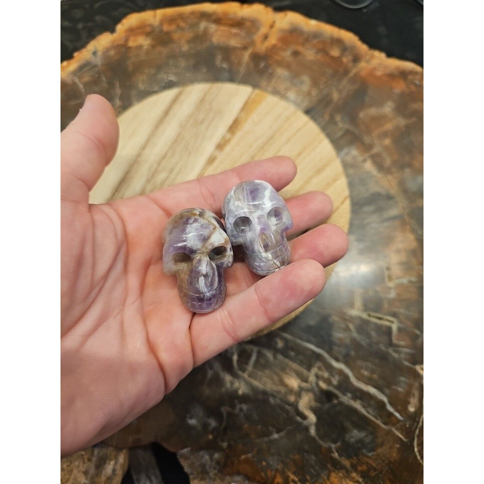 Dream Amethyst Crystal Skull Pair — 93g, Polished Display Pieces | CrystalCloud Company by CrystalCloud Company