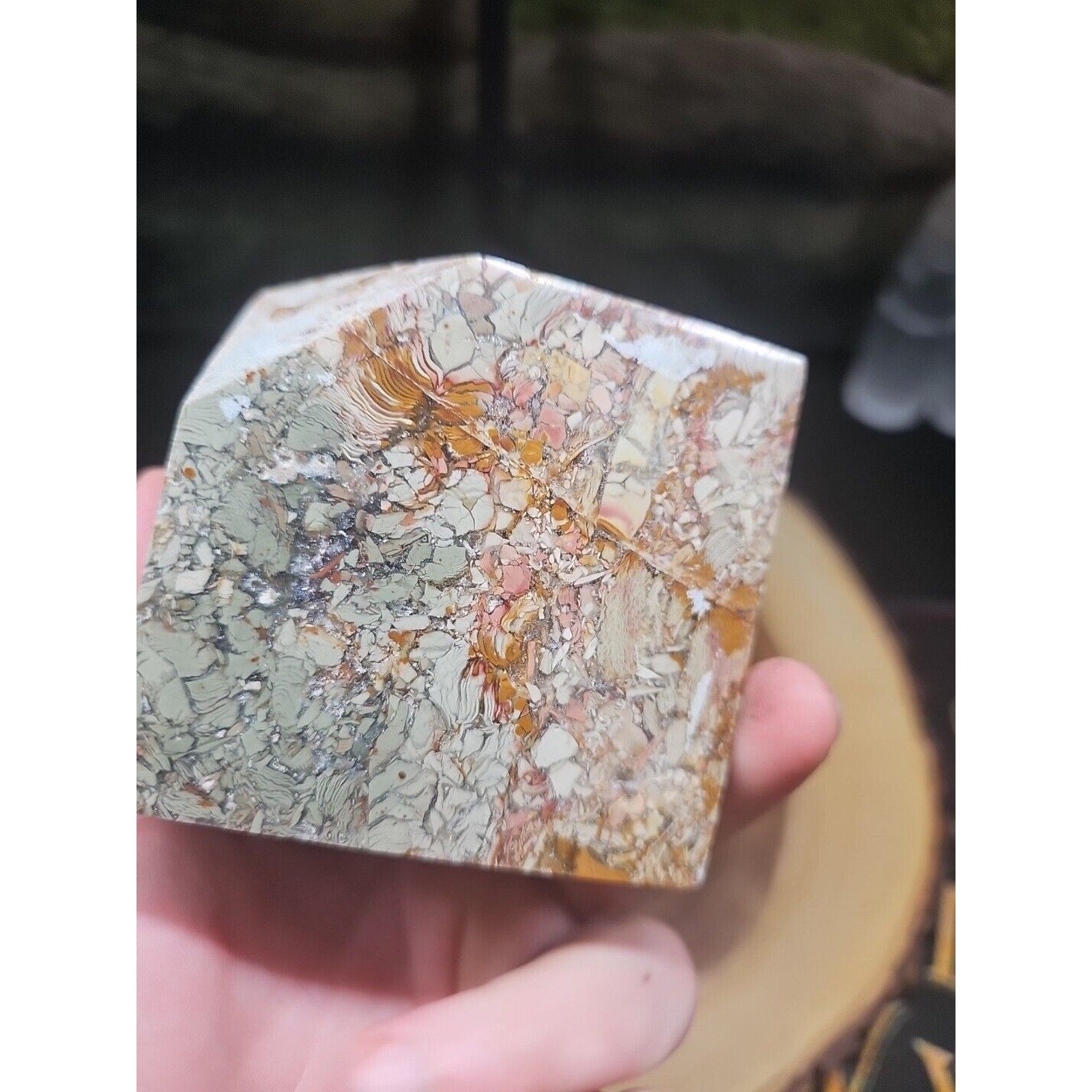 2.83LB 1Pcs Natural Ocean Jasper Onyx Quartz Crystal Geode Square Heptahedron by CrystalCloud Company