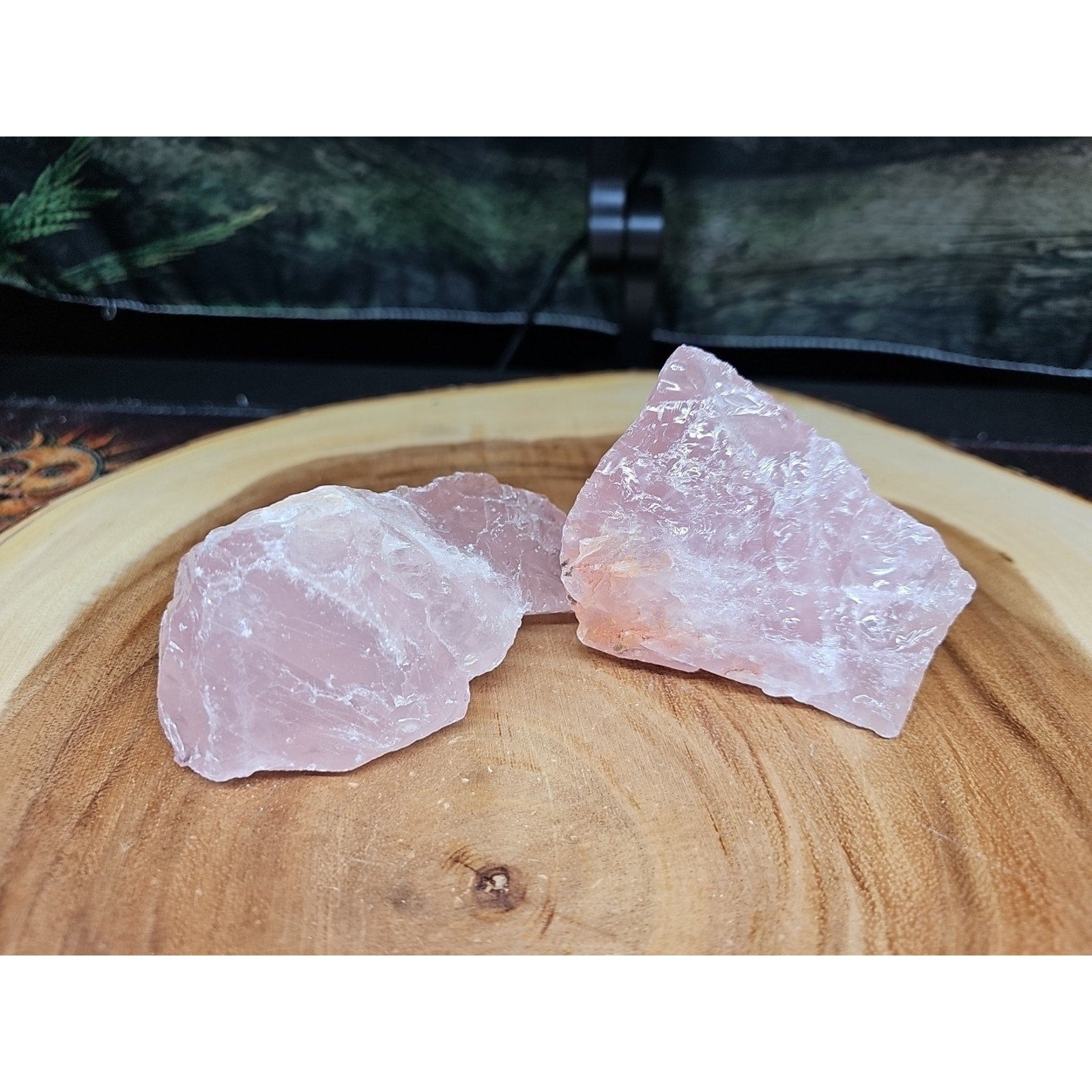 1 Pair Rose Wuartz Raw Chunk 1lb by CrystalCloud Company