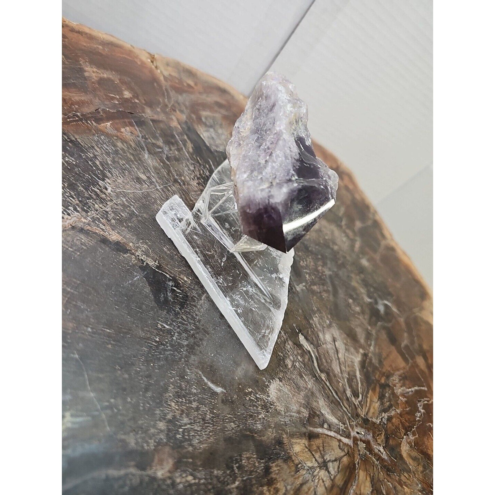 Amethyst Crystal Point with Selenite Base — 209g, Brazil | CrystalCloud Company by CrystalCloud Company
