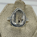 Sterling Silver Bezeled Herkimer Diamond Ring - Size 6 - Clarity, Intuition & Alignment by Sacred Crystals