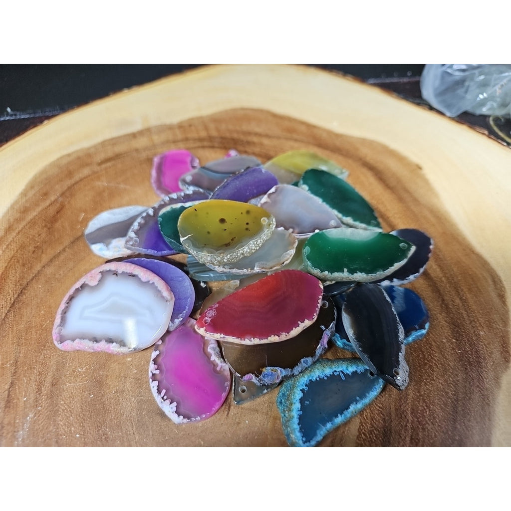 10 agate slices lot W/hole For Pendant by CrystalCloud Company