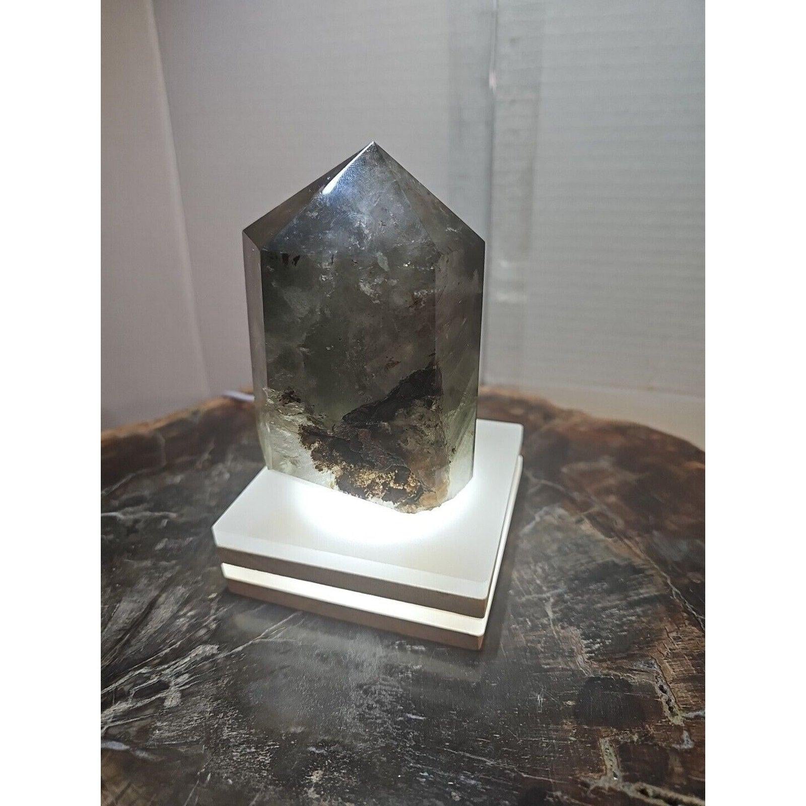 1.73LB Natural Green Ghost Phantom Quartz Crystal Obelisk Wand Point Healing. by CrystalCloud Company