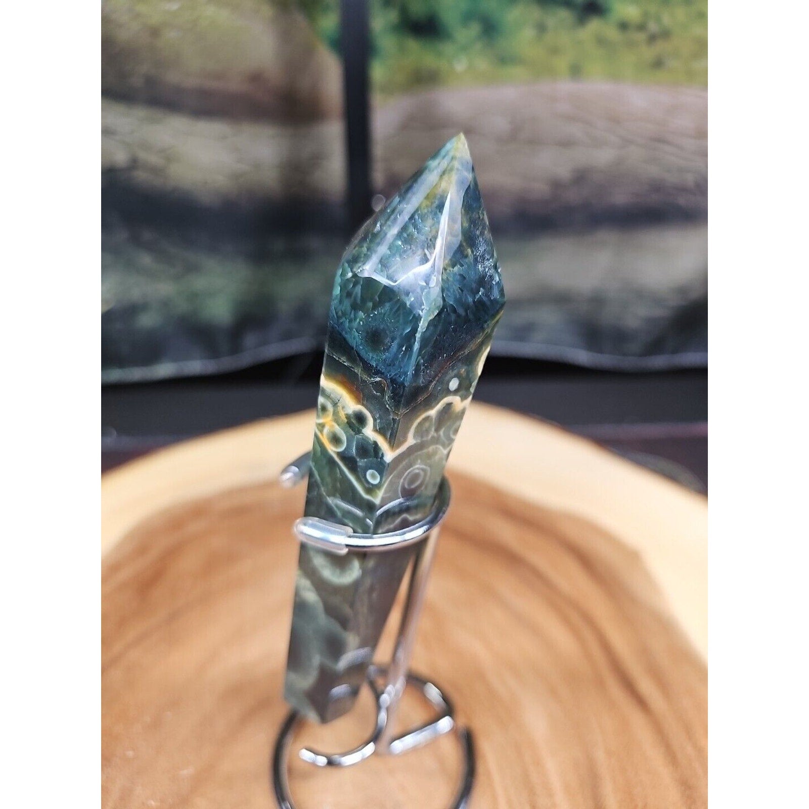 Moss Agate Generator W/Stand 220grams by CrystalCloud Company