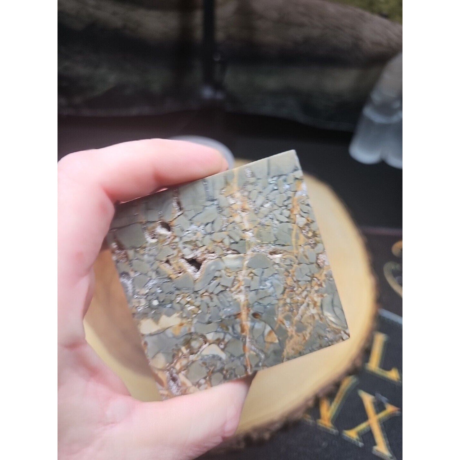 1.87LB 1Pcs Natural Ocean Jasper Onyx Quartz Crystal Geode Square Heptahedron by CrystalCloud Company