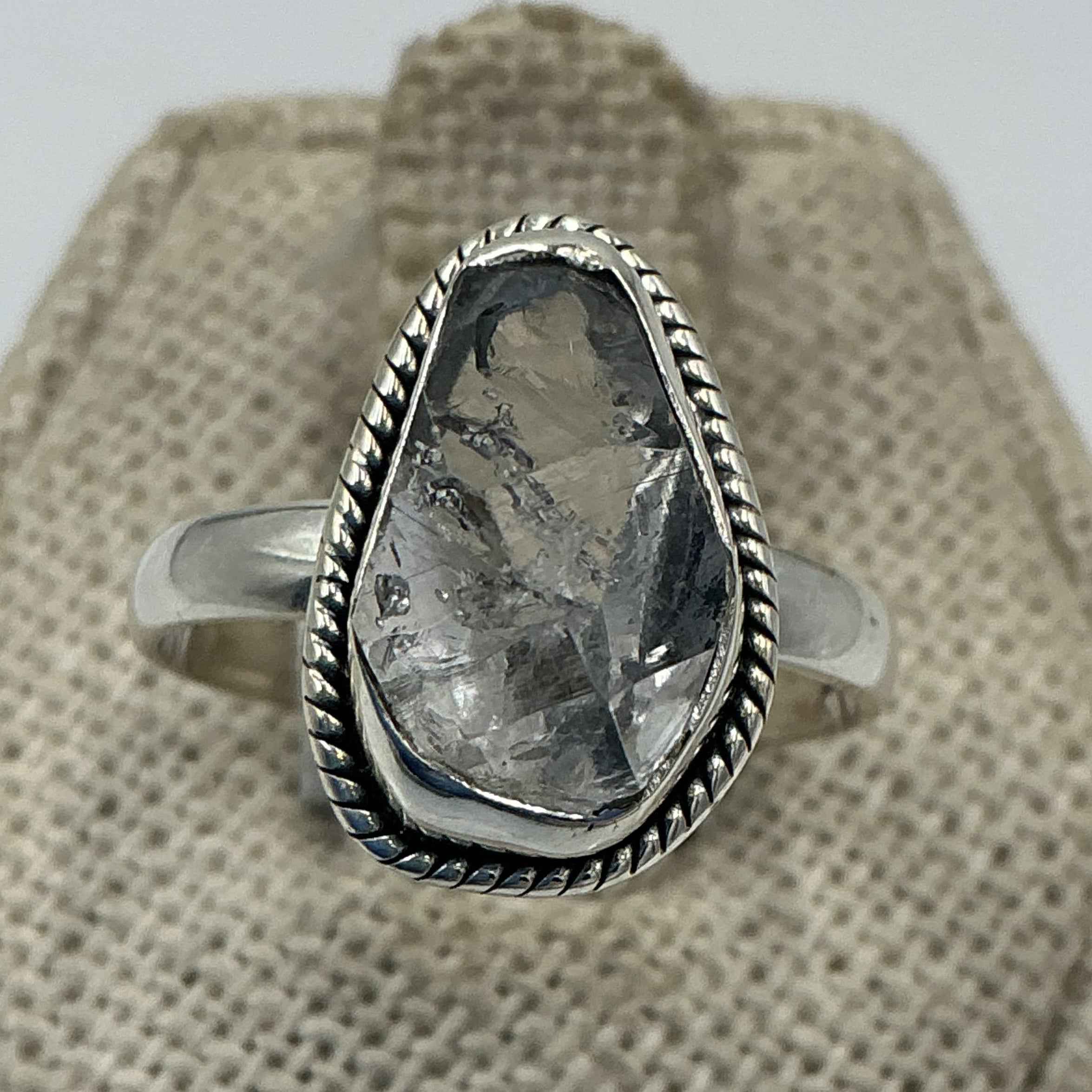 Sterling Silver Bezeled Herkimer Diamond Ring - Size 7 - Clarity, Intuition & Alignment by Sacred Crystals