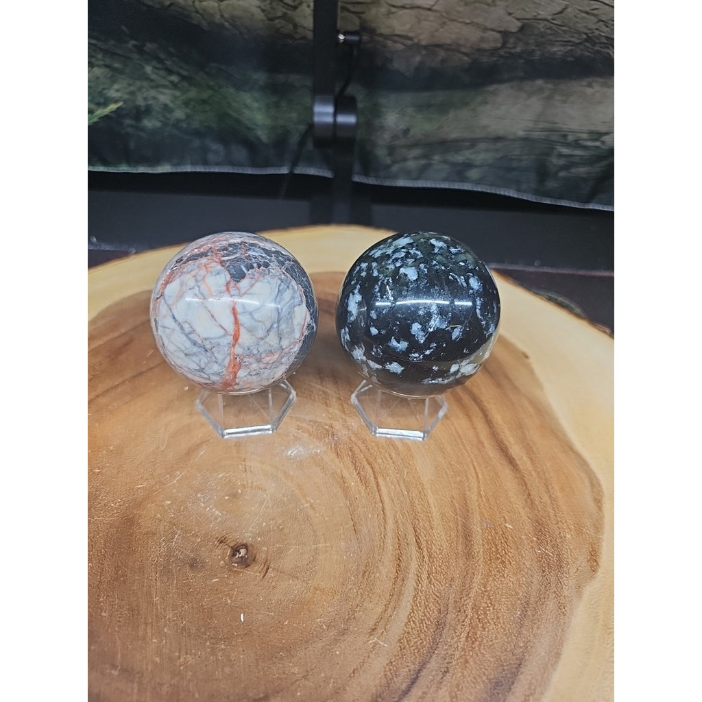 2Pcs A Set Of Natural Quartz Crystal Jasper Sphere Ball Polished 50-60mm &stand by CrystalCloud Company