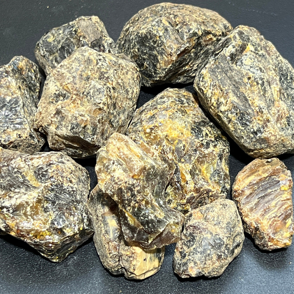Black Amber Fossilized Tree Resin Mixed Sizes Rough Raw Stones (By The Piece or Pound)(UV Reactive) Wholesale by Amazing Crystals