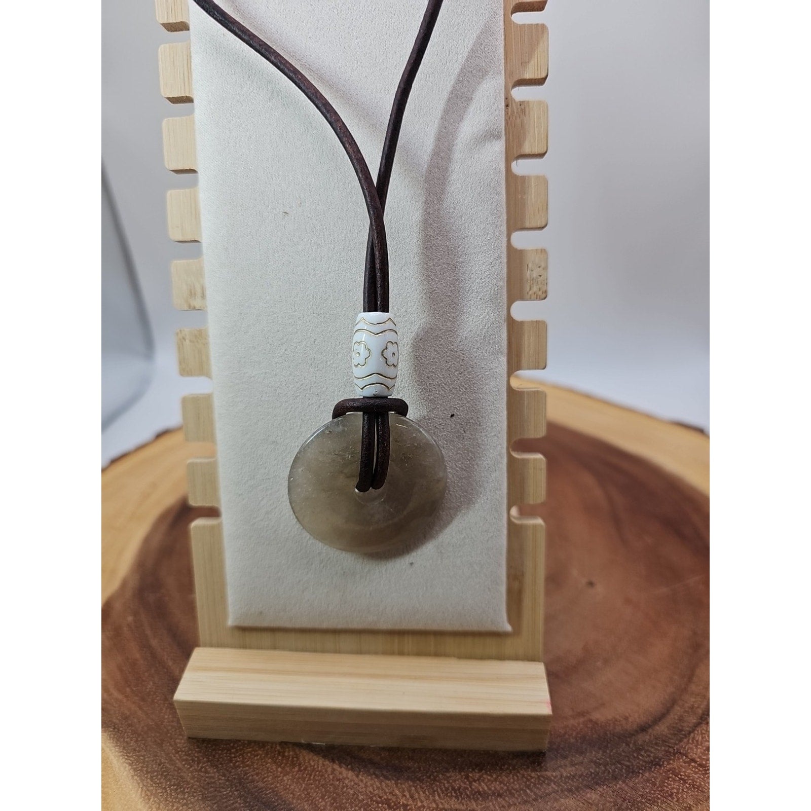 Quartz Lucky Pendant Leather Cord by CrystalCloud Company