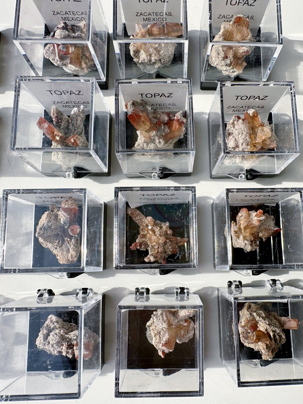 Natural Topaz Thumbnails in a Perky Box - from Zacatecas, Mexico