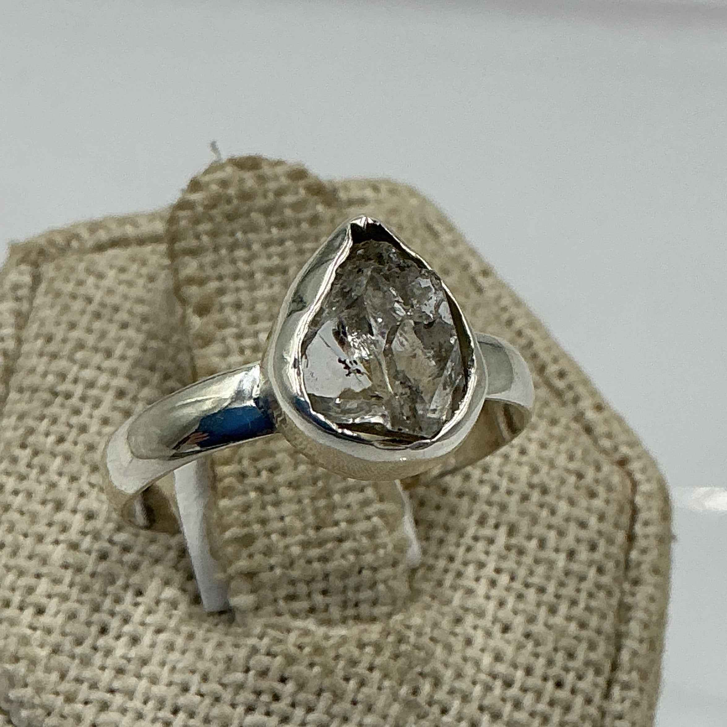 Sterling Silver Herkimer Diamond Ring - Size 9 - Clarity, Intuition & Alignment by Sacred Crystals
