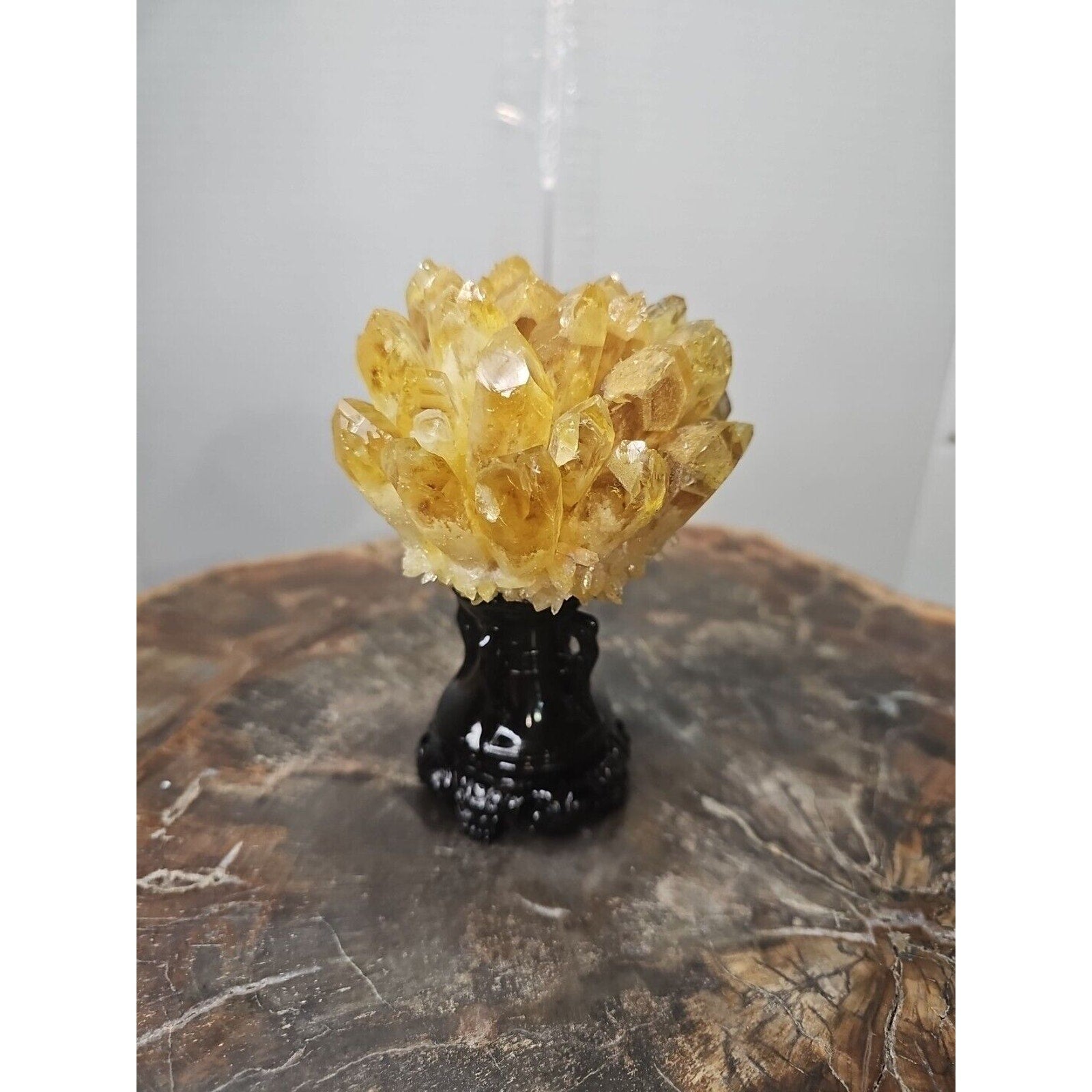1.12LB Yellow Phantom Quartz Crystal Cluster Mineral Specimen W/Stand by CrystalCloud Company