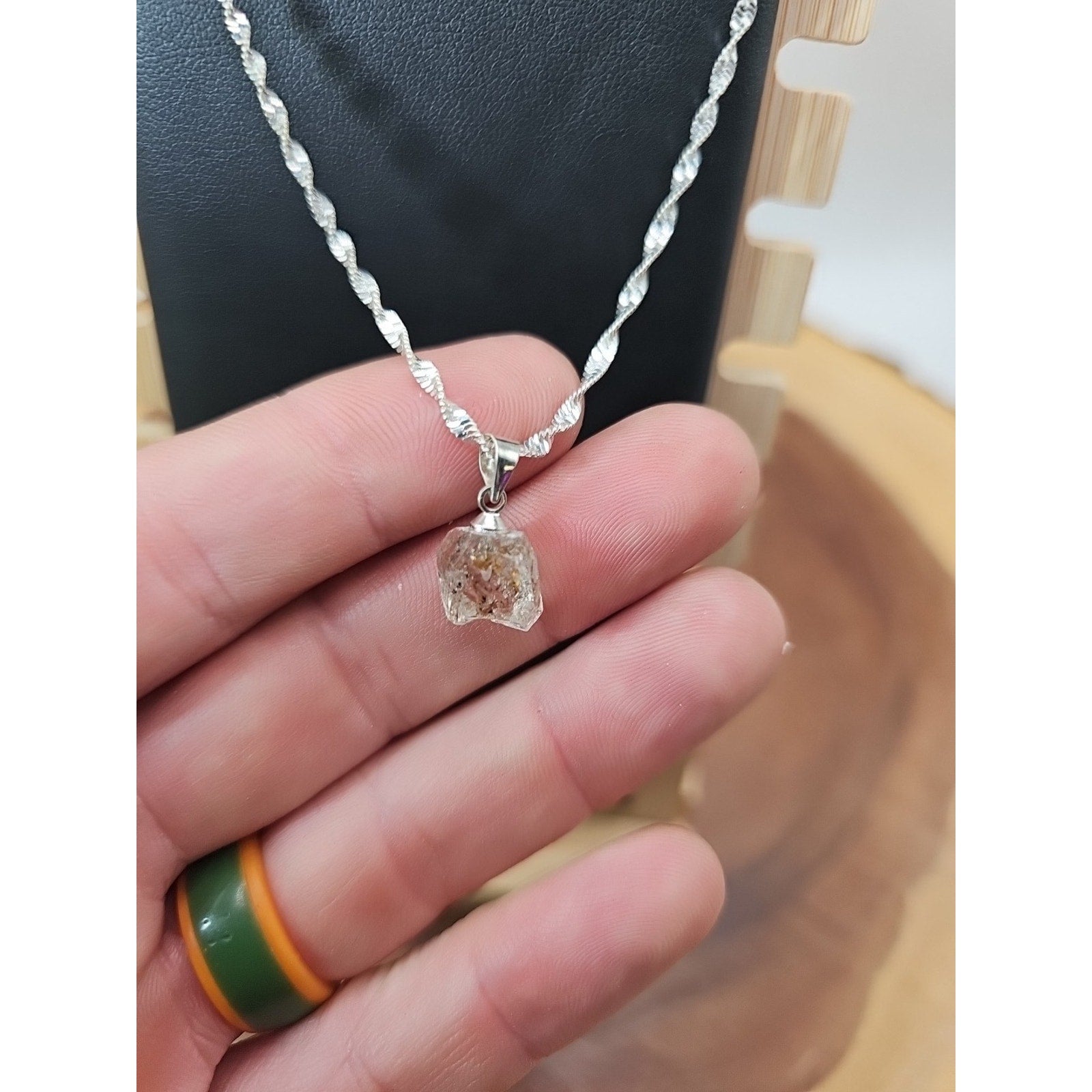 Herkimer diamond necklace W/sterling Silver 925 Chain 16in by CrystalCloud Company