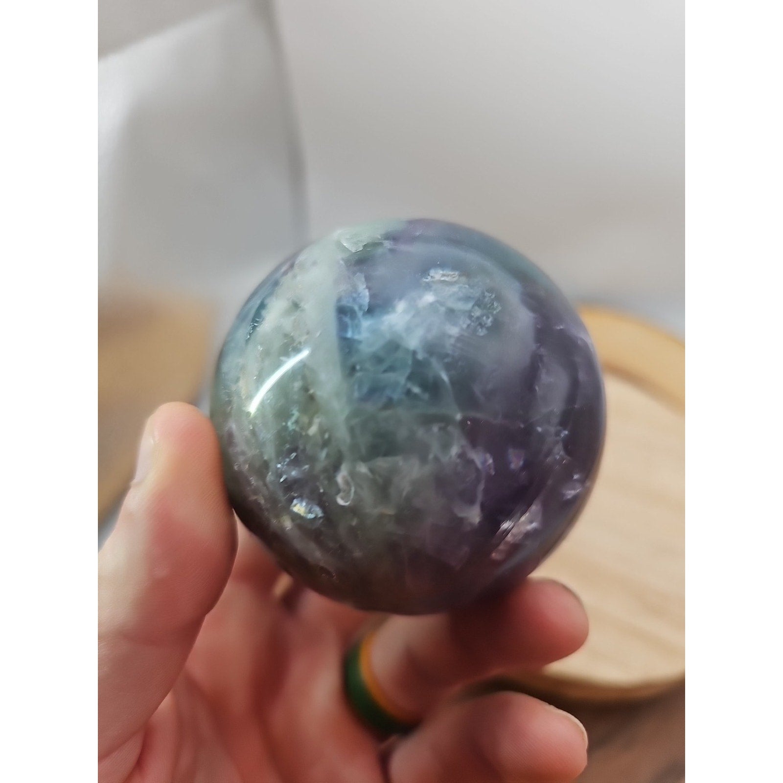 1.10lb Natural Rainbow Fluorite Quartz Crystal Sphere Ball Polished by CrystalCloud Company