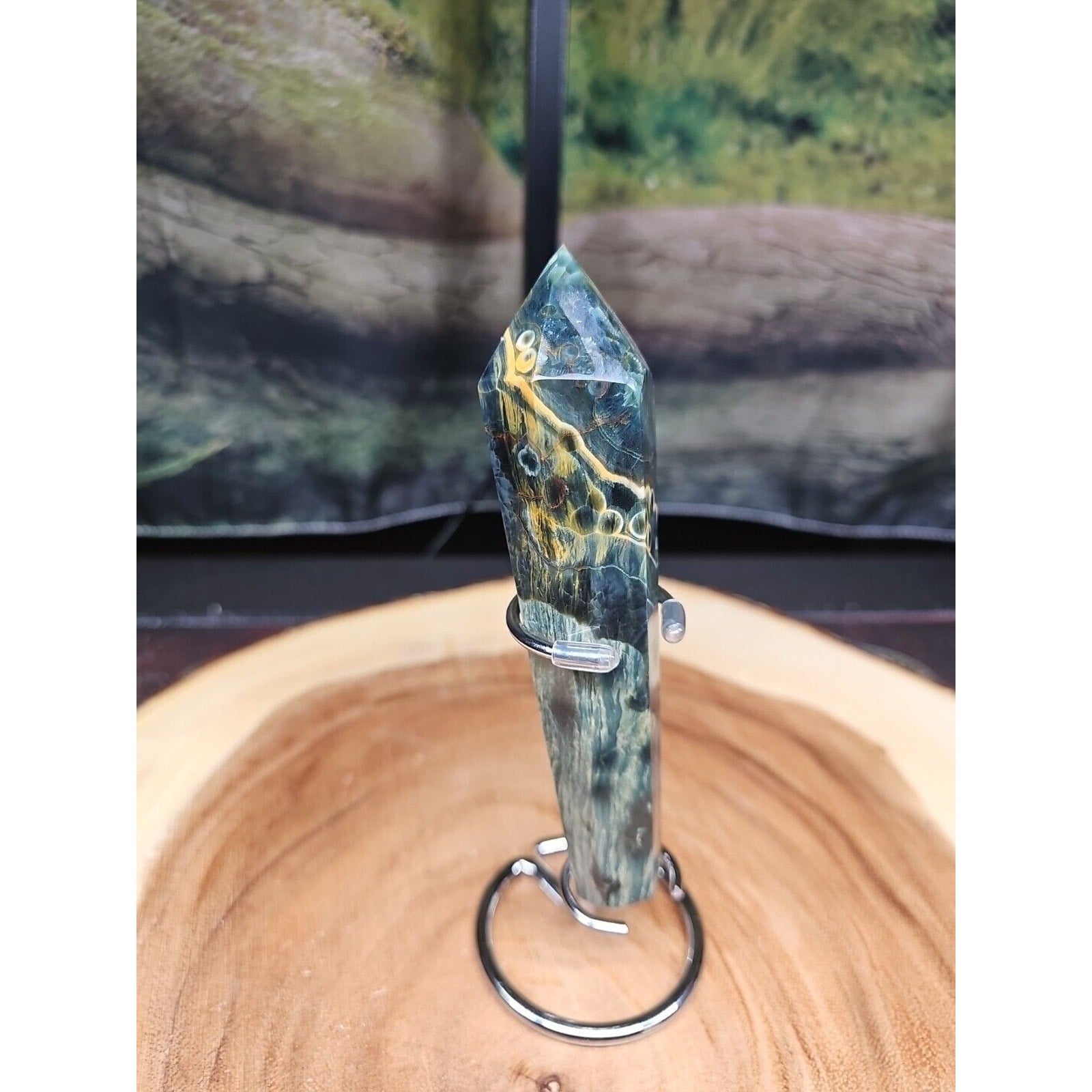 Moss Agate Generator W/Stand 220grams by CrystalCloud Company