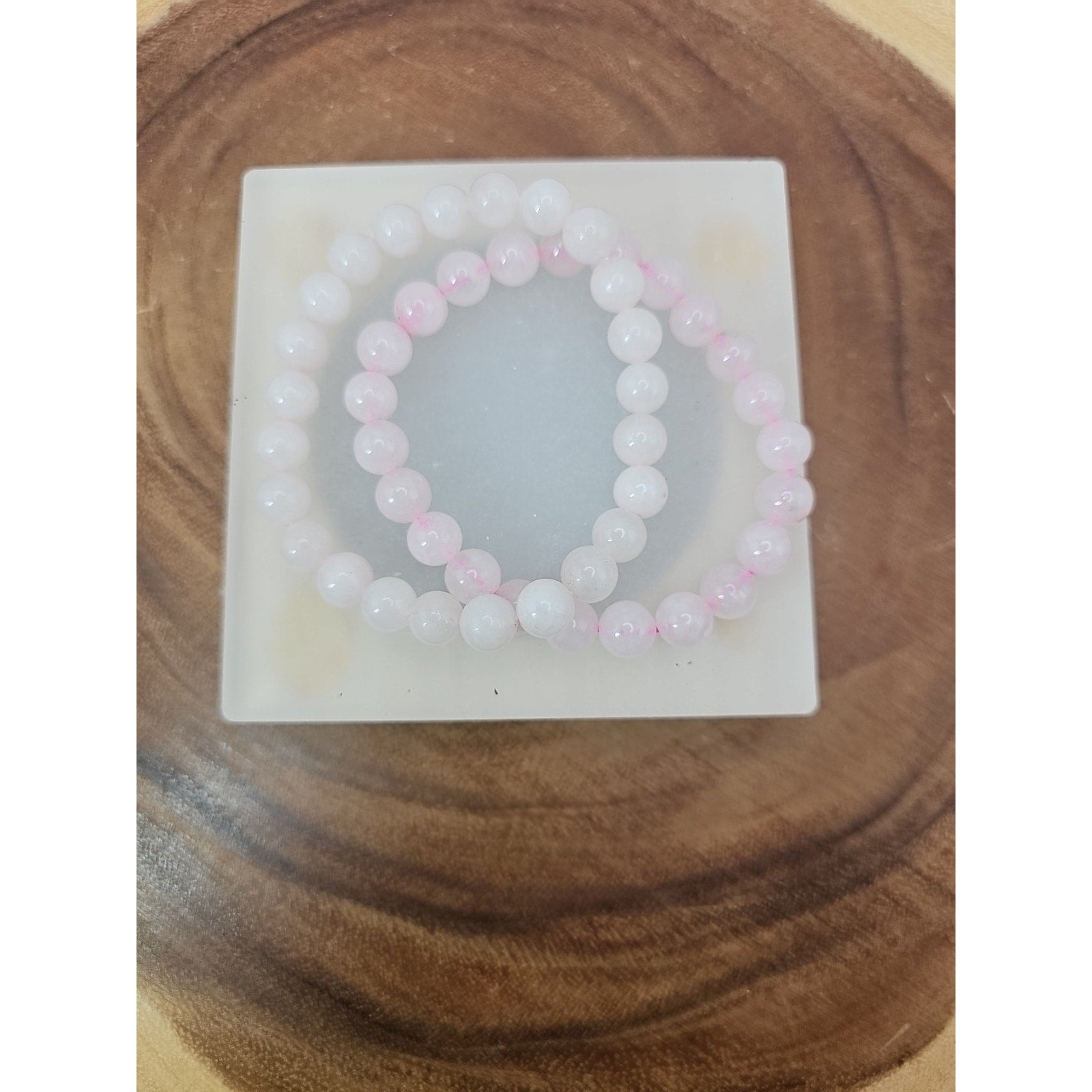 1 Real Rose Quartz Beaded Bracelet 8mm Handmade by CrystalCloud Company