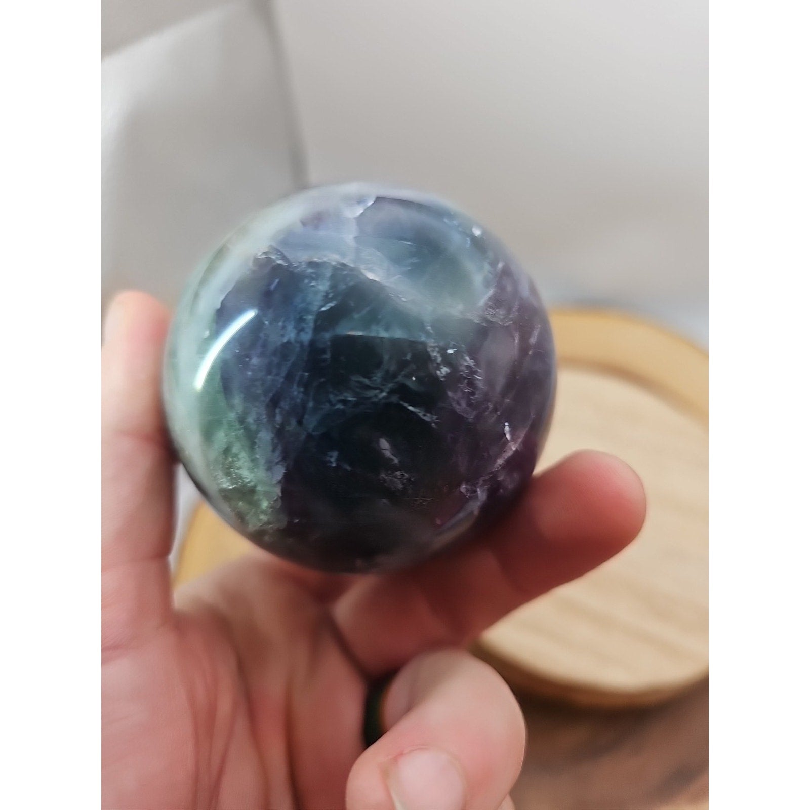 1.10lb Natural Rainbow Fluorite Quartz Crystal Sphere Ball Polished by CrystalCloud Company