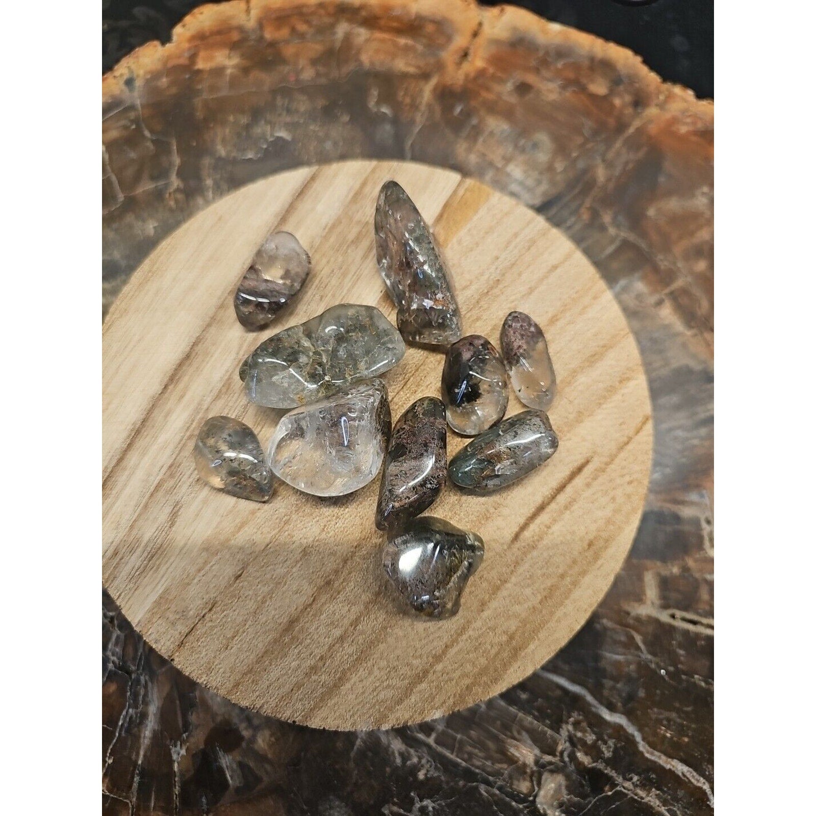 Phantom Ghost Clear Quartz Tumbled Stones — 10-Piece Set, Brazil | CrystalCloud Company by CrystalCloud Company