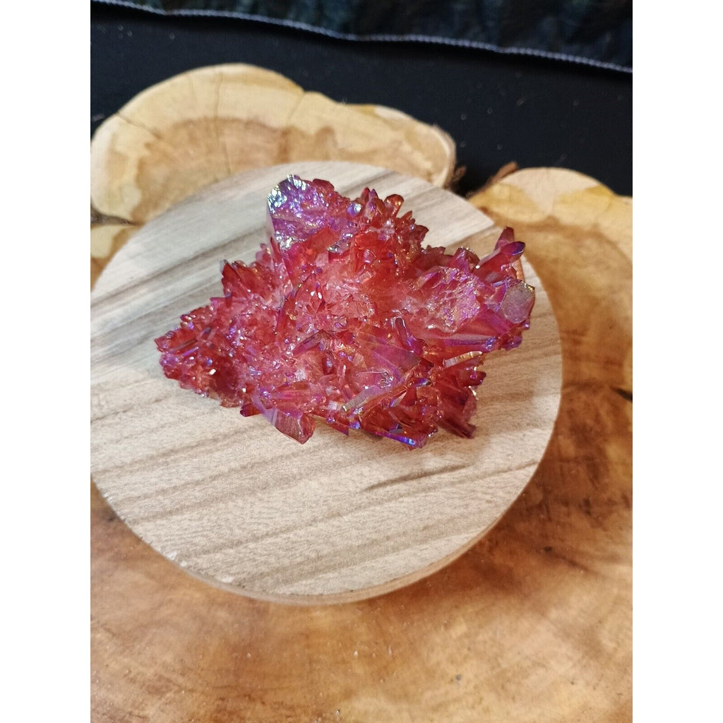 0.6lb Rainbow Aqua Aura Quartz Crystal Cluster Points Titanium Coating by CrystalCloud Company