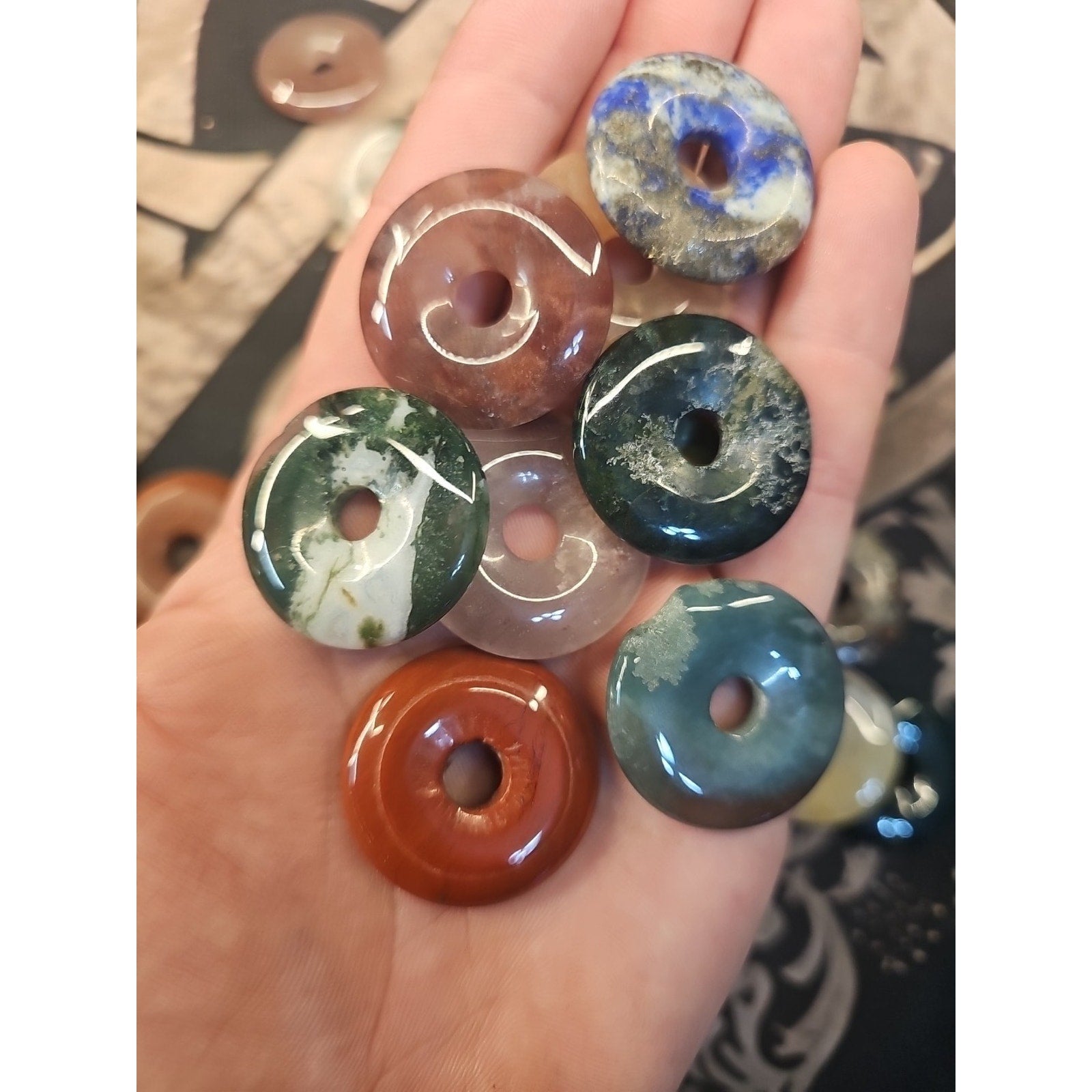 36Pcs Natural Quartz Crystal Jasper Peace Lucky Buckle Mixed Stone Healing by CrystalCloud Company