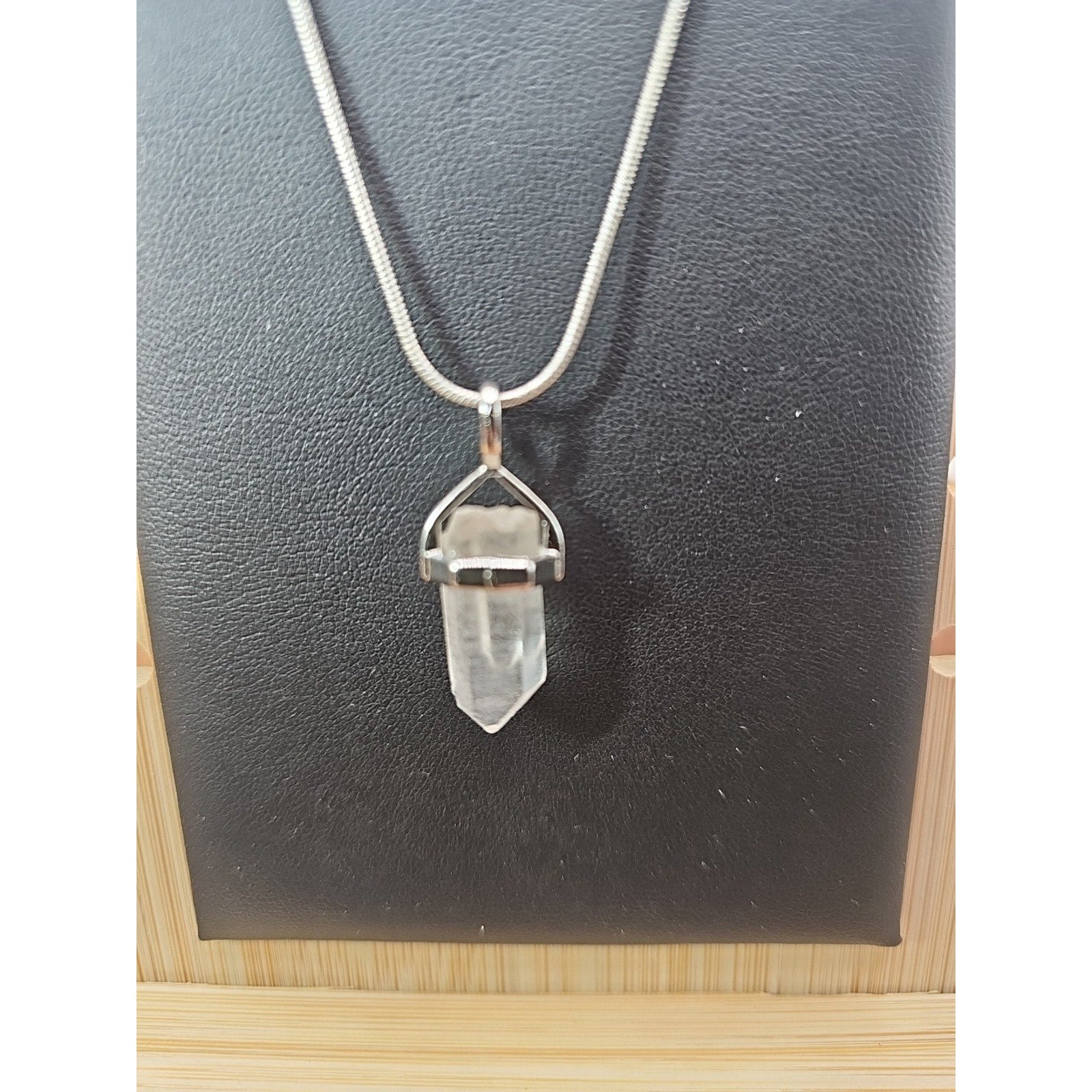 Handmade Quartz Crystal Necklace 16in 925 Silver Chain by CrystalCloud Company
