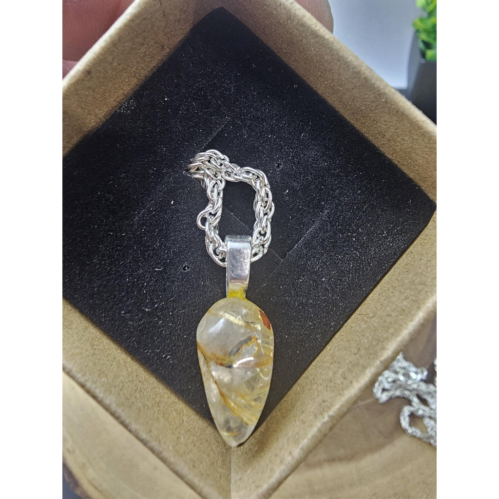 Tear Drop citrine pendant necklace 16in by CrystalCloud Company