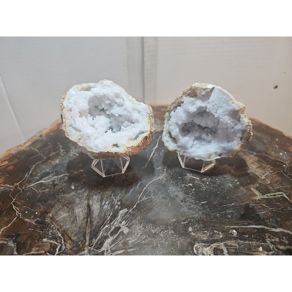1.18lbs Pair Geode Crystal Moroccan Quartz W /Stands by CrystalCloud Company