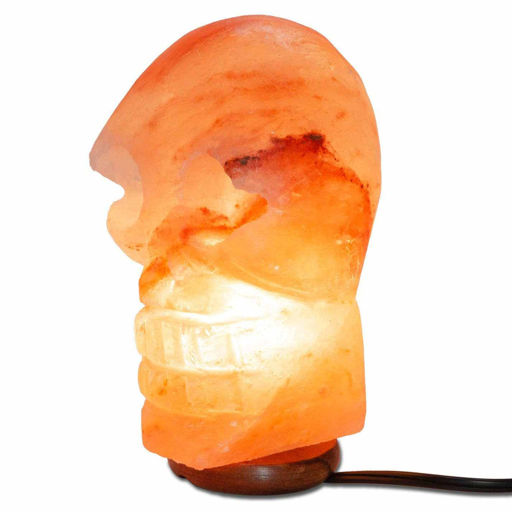 Skull Shaped Salt Lamp - 9.5" avg. - Cord, Bulb, Dimmer by Sacred Crystals