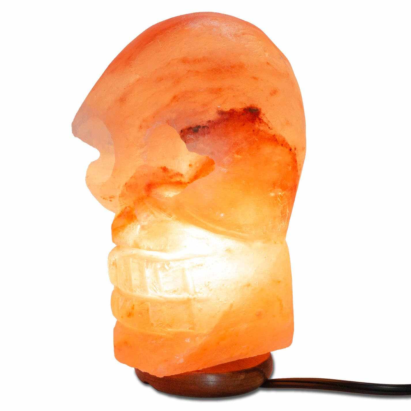 Skull Shaped Salt Lamp - 9.5" avg. - Cord, Bulb, Dimmer by Sacred Crystals