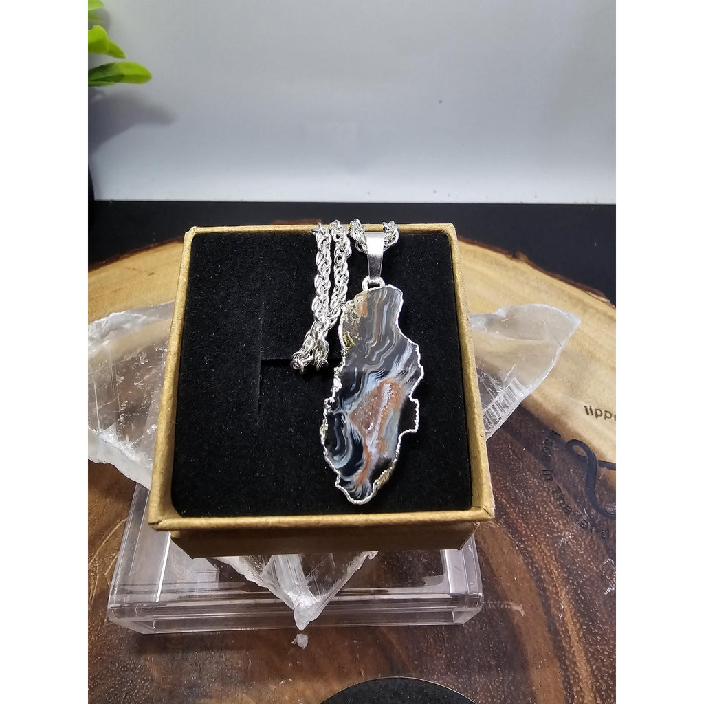 Polished Agate slices w/925 silver by CrystalCloud Company