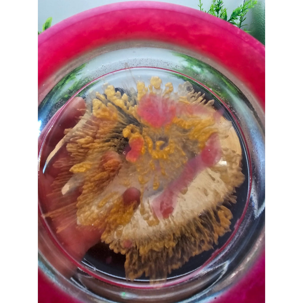 Handmade Resin Bowl Pink Gold Floral One of a Kind