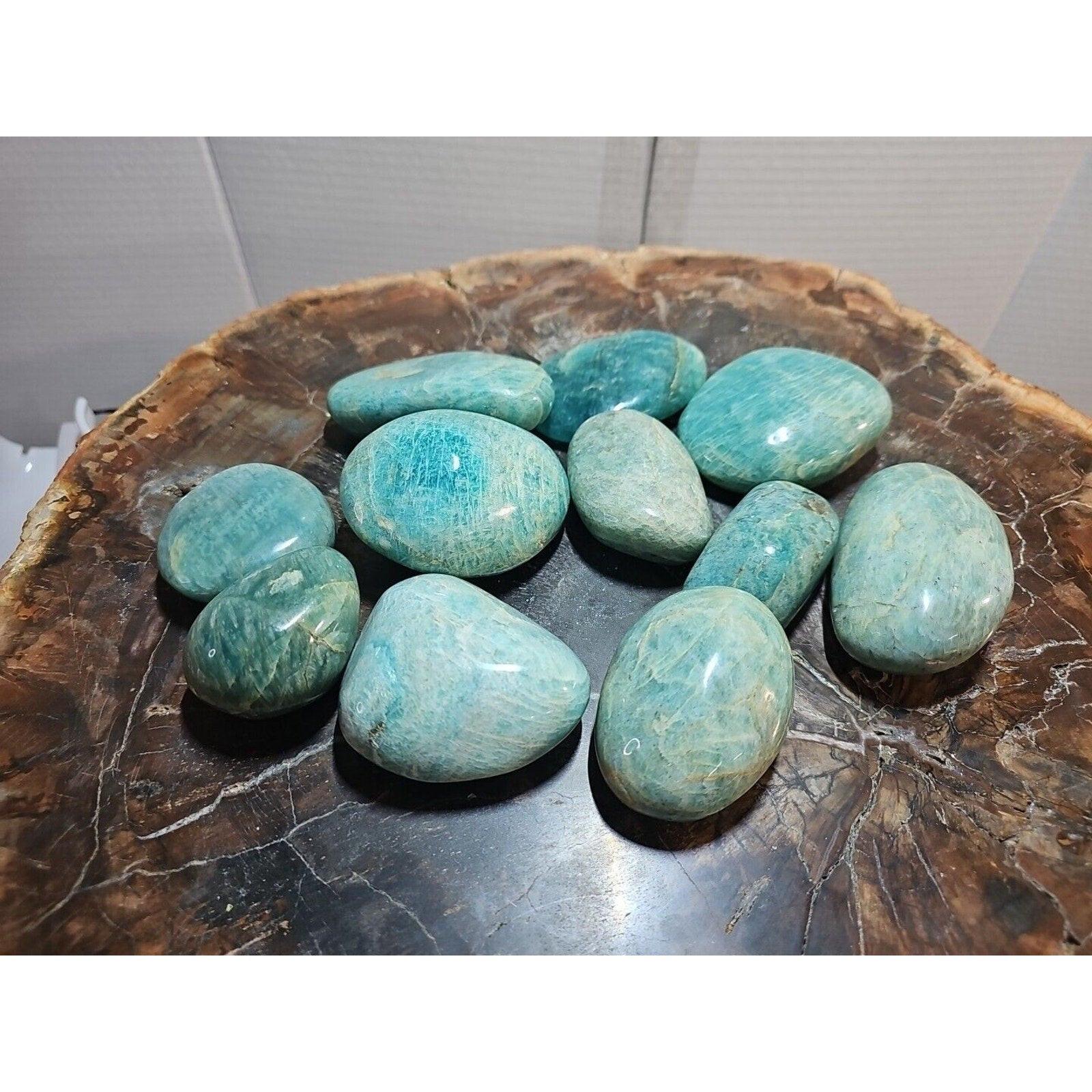 Green Amazonite Quartz Crystal Palm Stone — Large, Polished | CrystalCloud Company by CrystalCloud Company