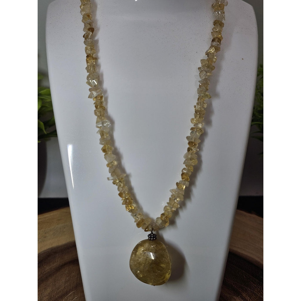 Vintage Citrine Sterling Silver Pendant Necklace - Radiant Golden Specimen | CrystalCloud Company by CrystalCloud Company
