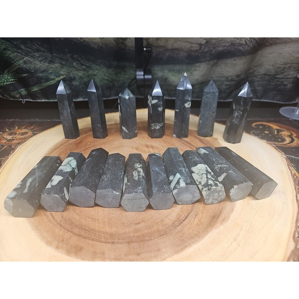 .74lbs Avg 4Pcs Natural Plum Blossom Jasper Crystal Point Tower Polished Healing by CrystalCloud Company